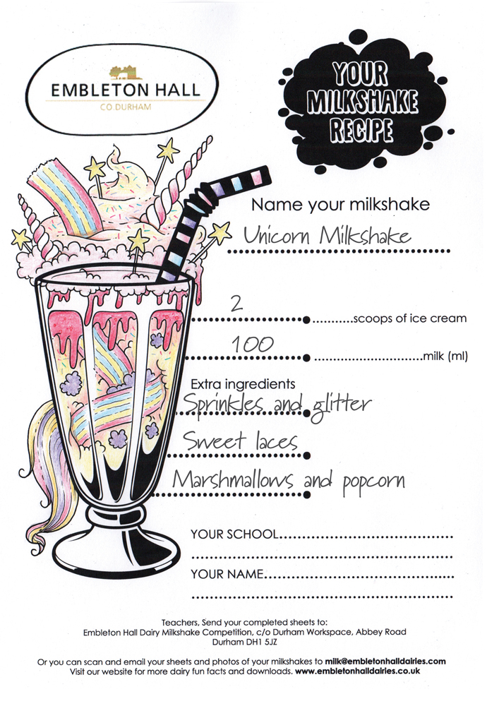 Milkshake recipe competition idea 